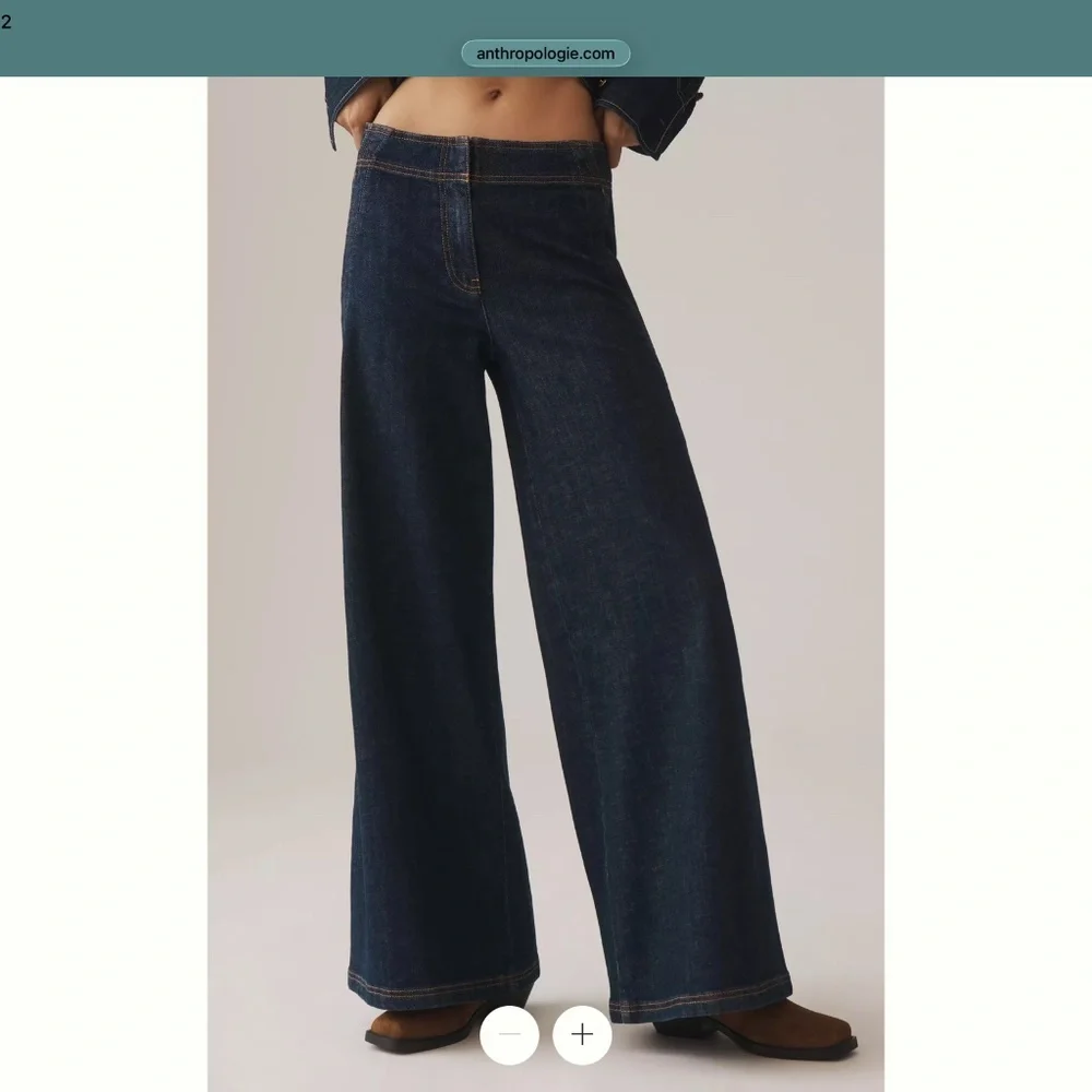 Maeve Scallop-Edge High-Rise Wide-Leg Jeans Maeve size 26p - Picture 2 of 9